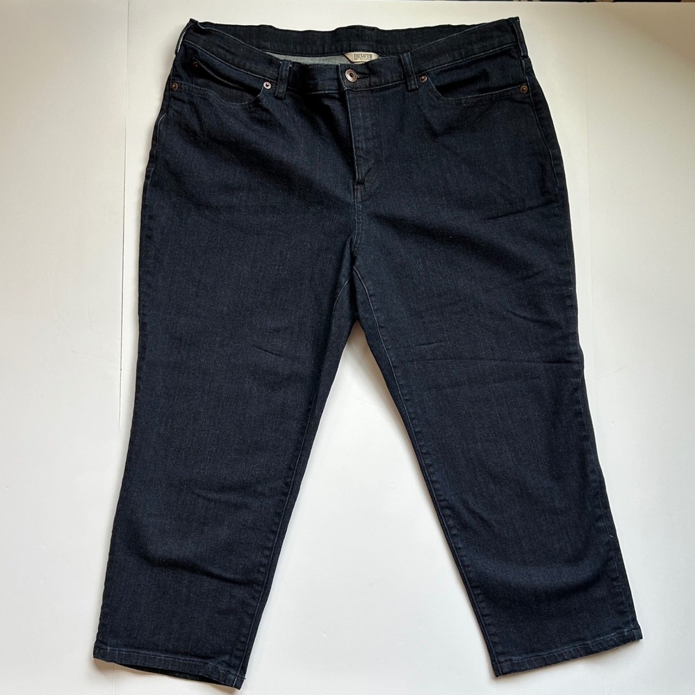 Duluth Trading Co Women's 16 Daily Denim Dark Wash Capri Crop Jeans 3237 Indigo